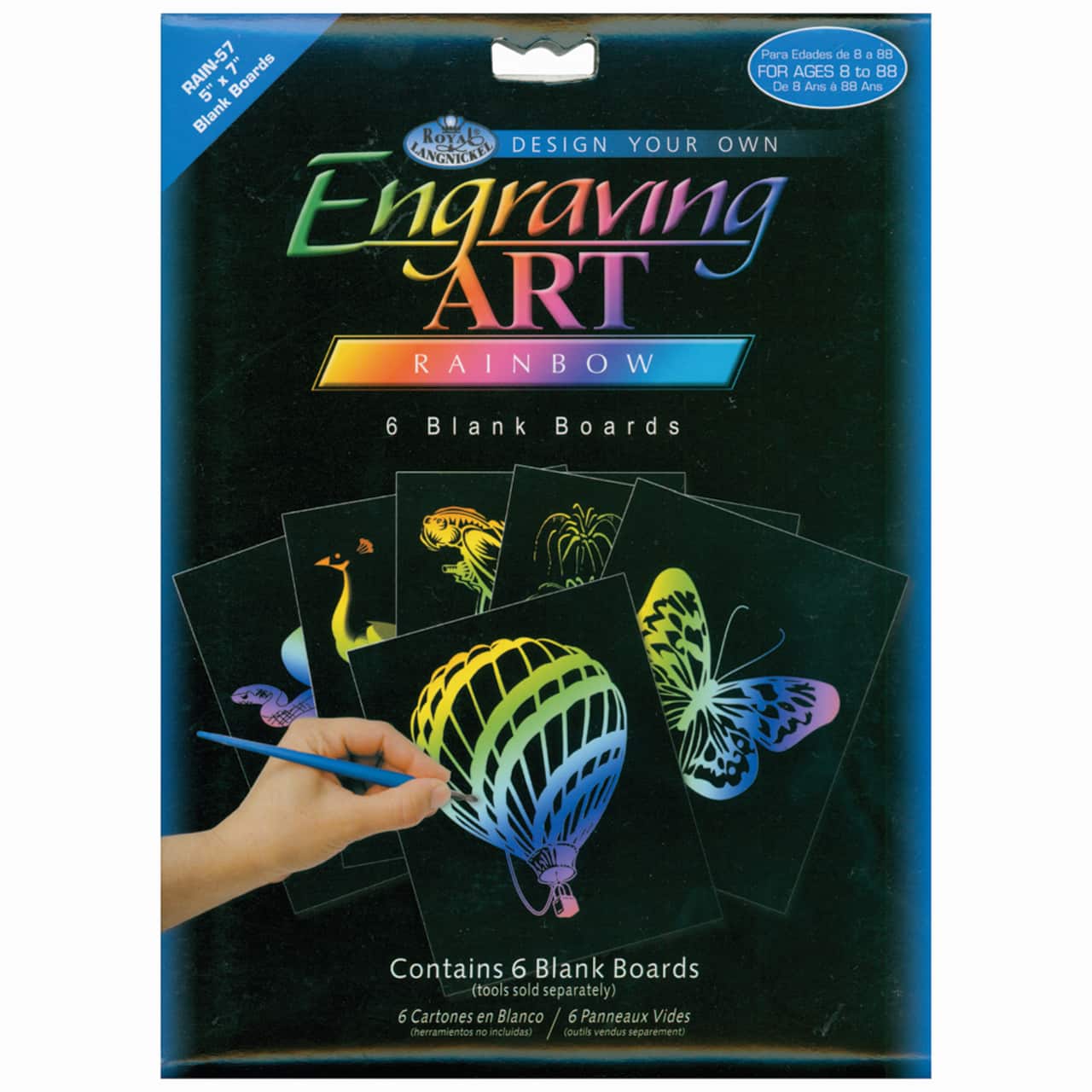 Royal & Langnickel® Engraving Art™ 5" x 7" Rainbow Foil Blank Boards, 6 Sheets